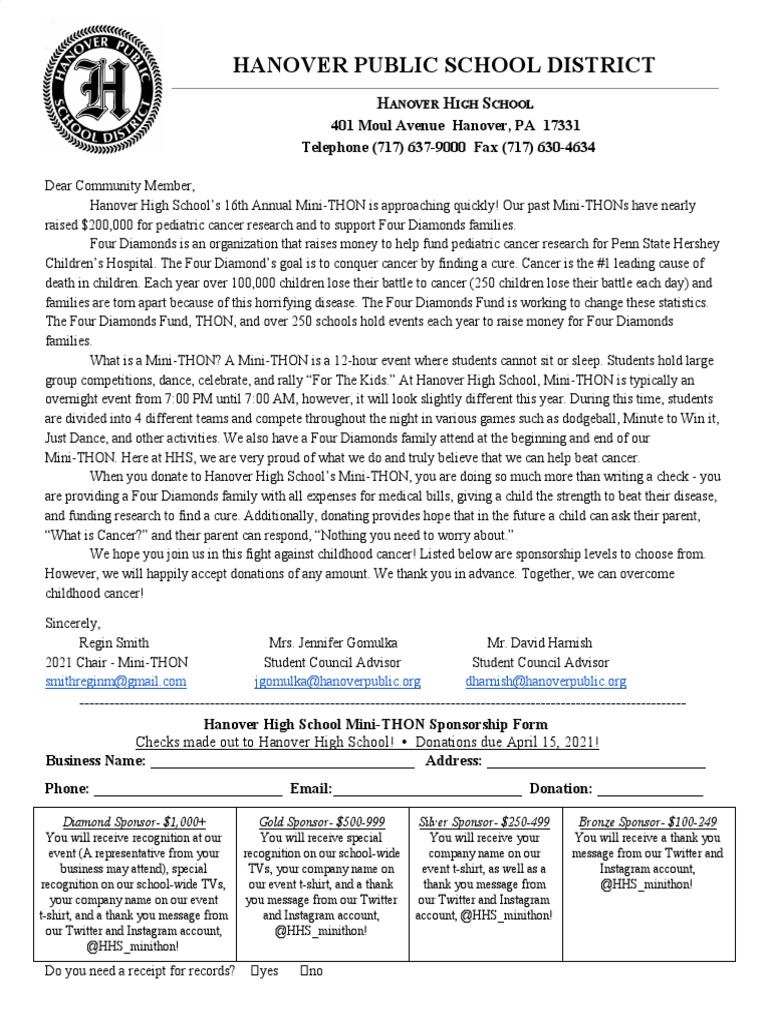Mini-Thon 2021 Business Donation Letter | PDF | Wellness | Medical