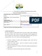 Title of The Course:-Quality Management And: Consultation Hours: Will Be Announced Later in Class