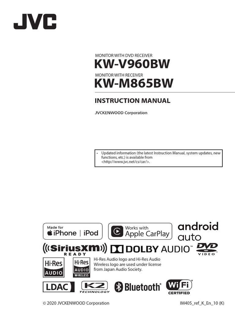 JVC KWM865BW Manual PDF License I Phone