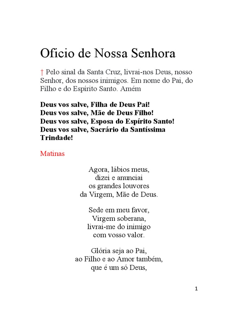 Ofício de Nossa Senhora Completo | PDF | Maria, mãe de Jesus | Oração