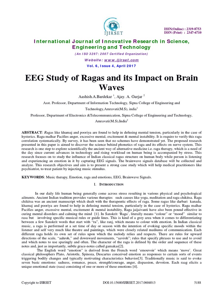 EEG Study of Ragas and Its Impact On Brain Waves | PDF ...