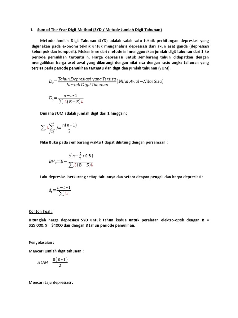 Sum of The Year Digit Method | PDF