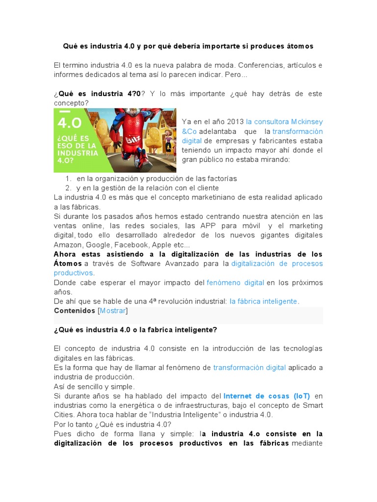 Qué Es Industria 4 | PDF | Internet de las Cosas | Informática