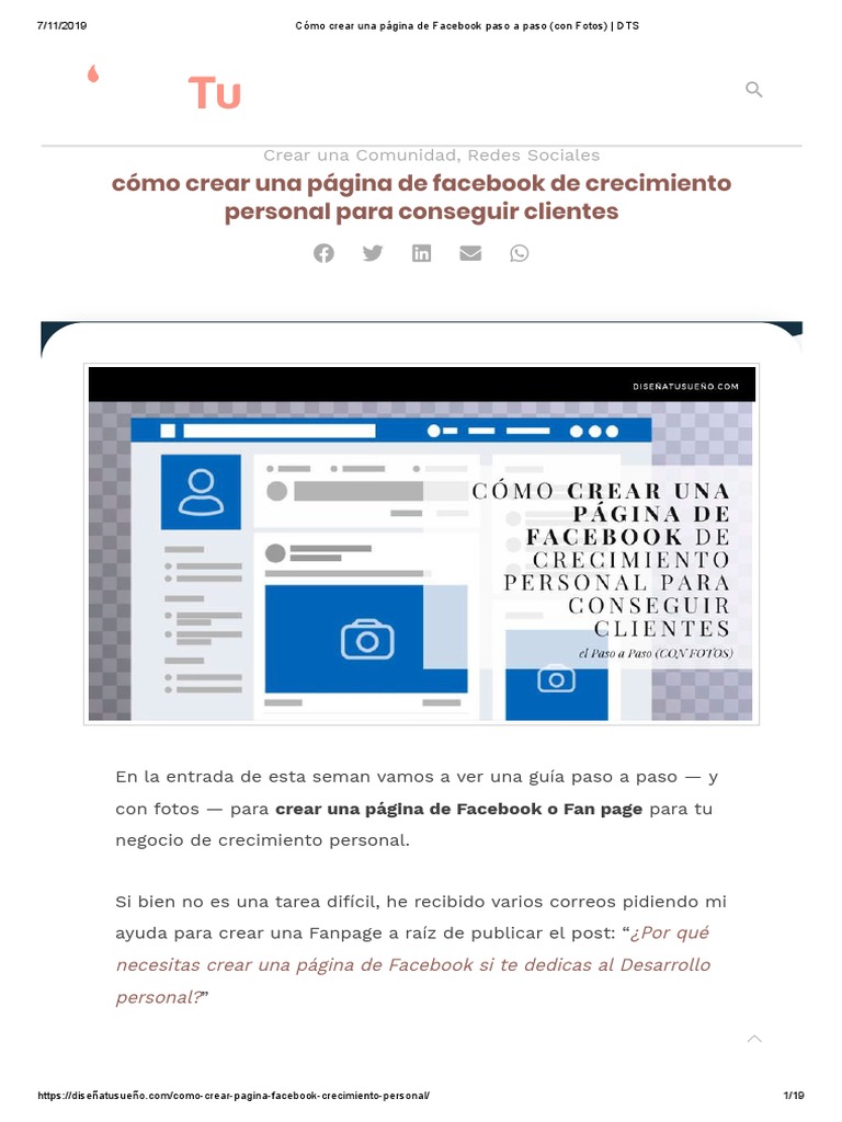 Crear Fanpage de Crecimiento Personal | PDF | Facebook | Servicio de redes  sociales, image size:768x1024