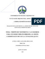 Tema: "Diseño de Vestimenta Y Accesorios para Ciclismo Urbano Dirigida Al Grupo Carishinas en Bici en La Ciudad de Quito"