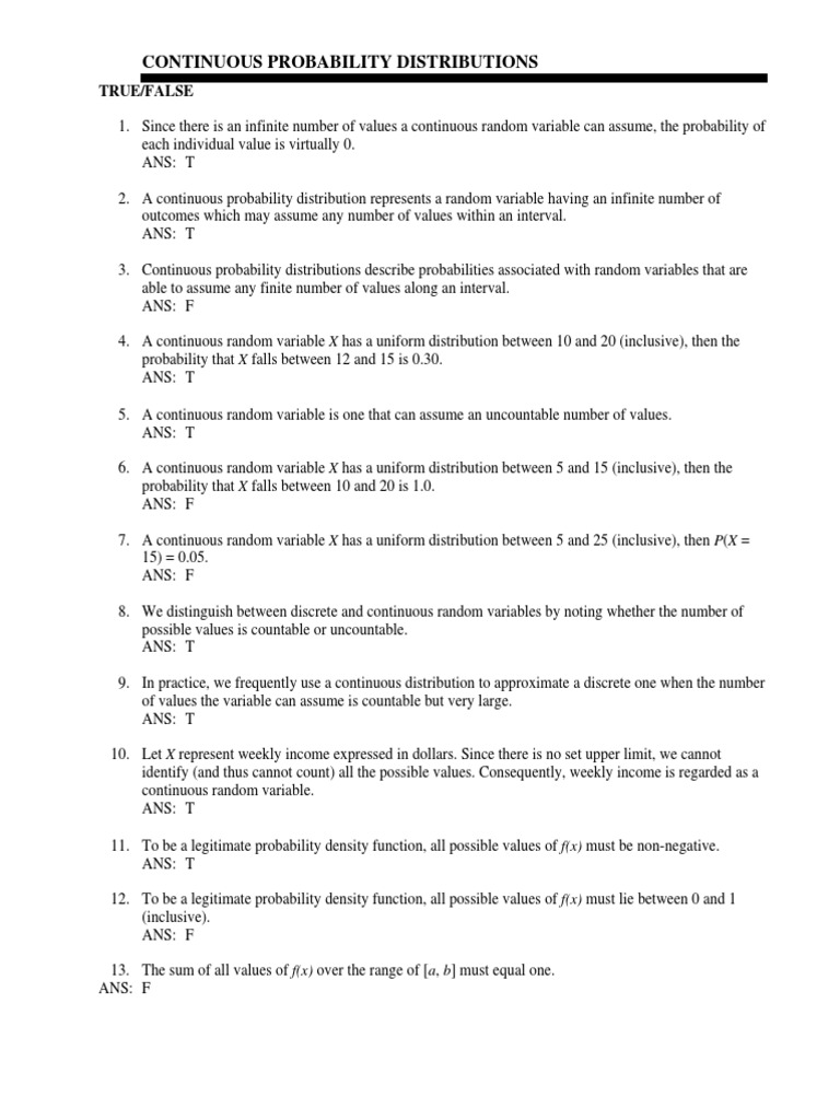 PGPBL02 Continuous Distributions Practice Questions Merged | PDF ...