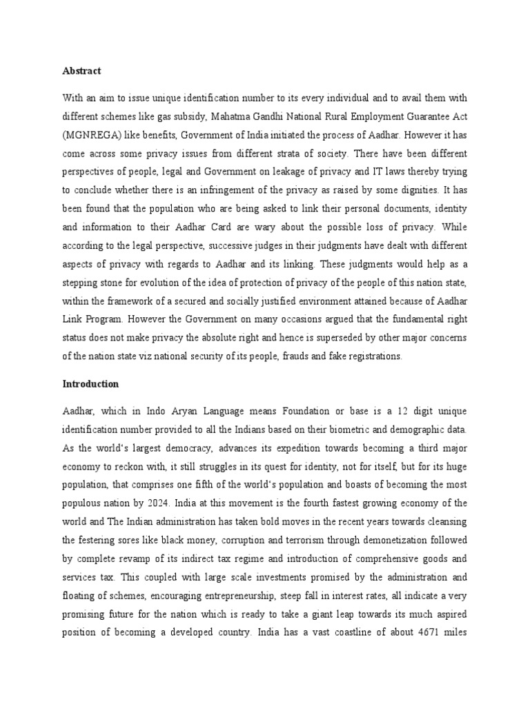 Aadhar and Right To Privacy | PDF | Authentication | Privacy