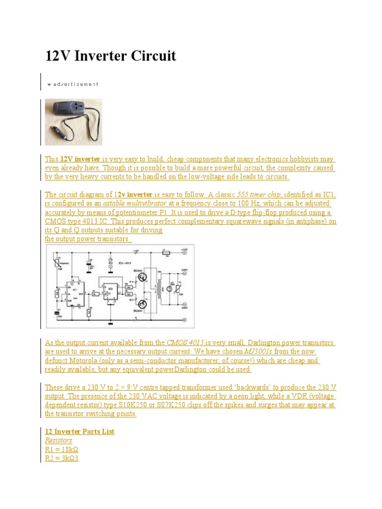 12V Inverter | PDF | Transformer | Manufactured Goods