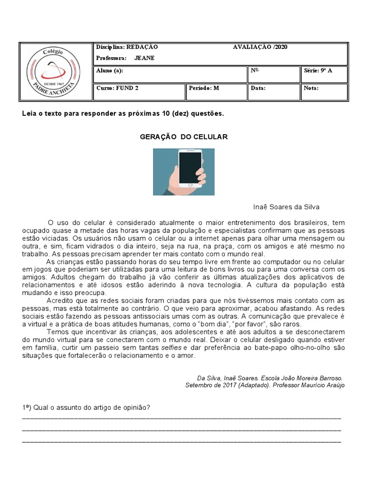 O uso excessivo do celular e suas consequências | PDF | Celulares ...