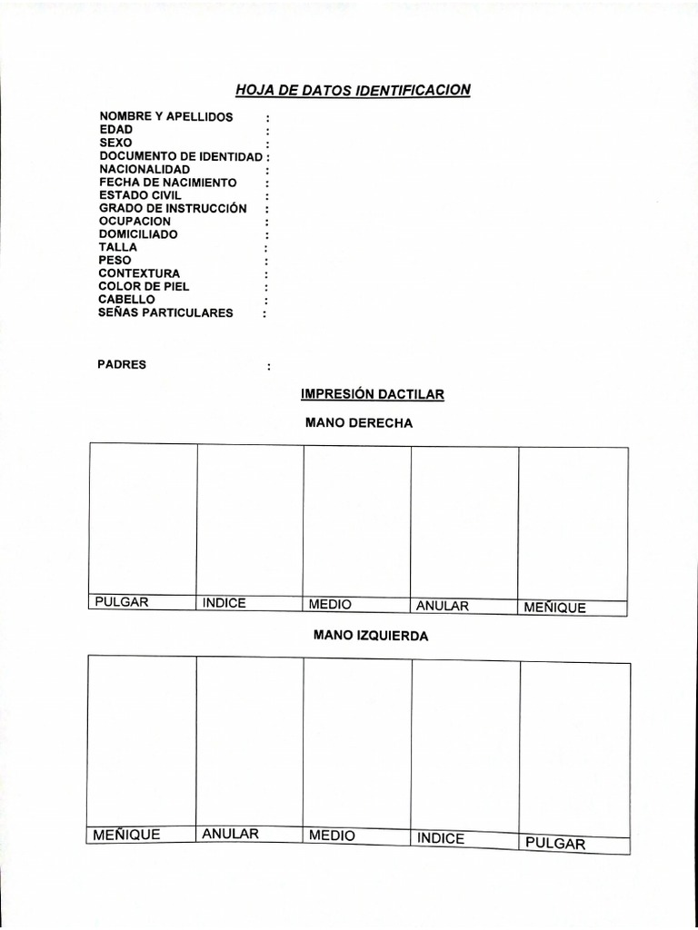 Ficha de Identificacion Policial PDF