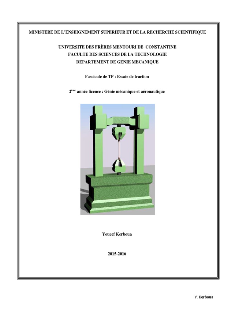 Essai de traction en génie mécanique | PDF | Élasticité (Physique ...