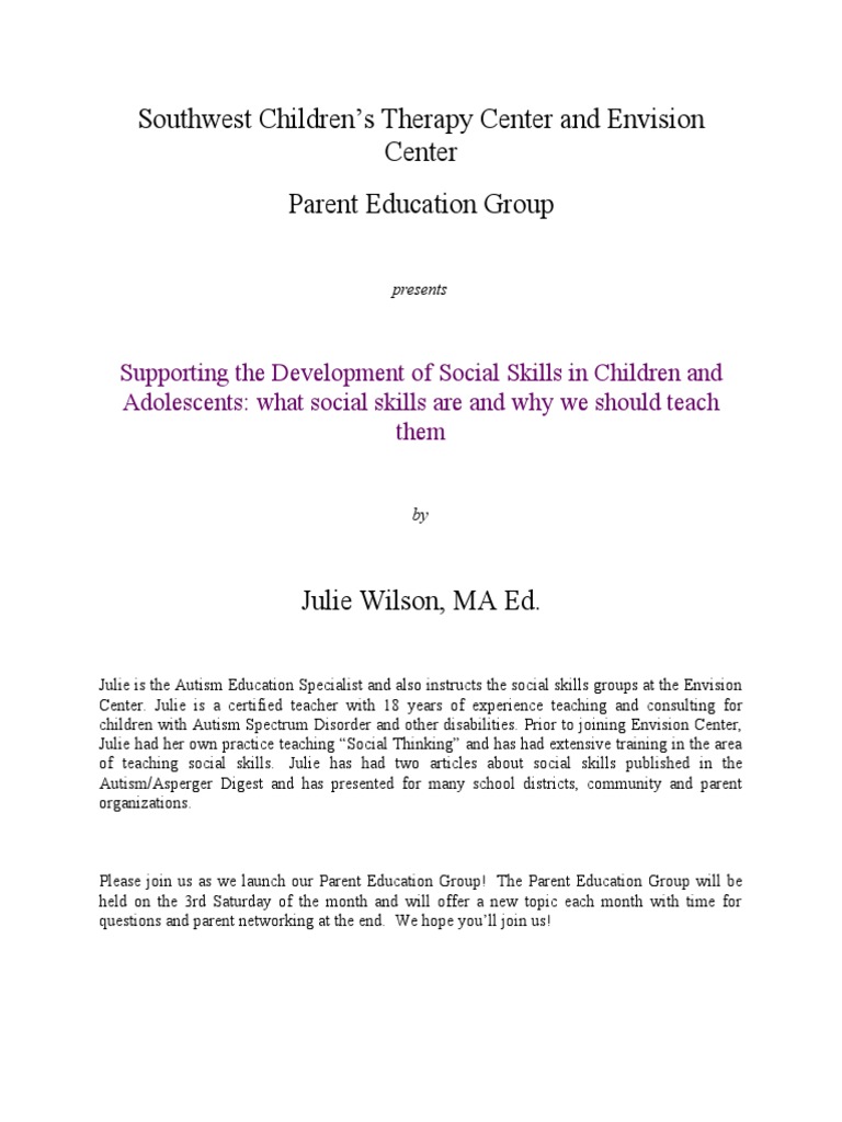 Teaching Social Skills to Children | PDF | Wellness