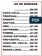 Precios de Bebidas