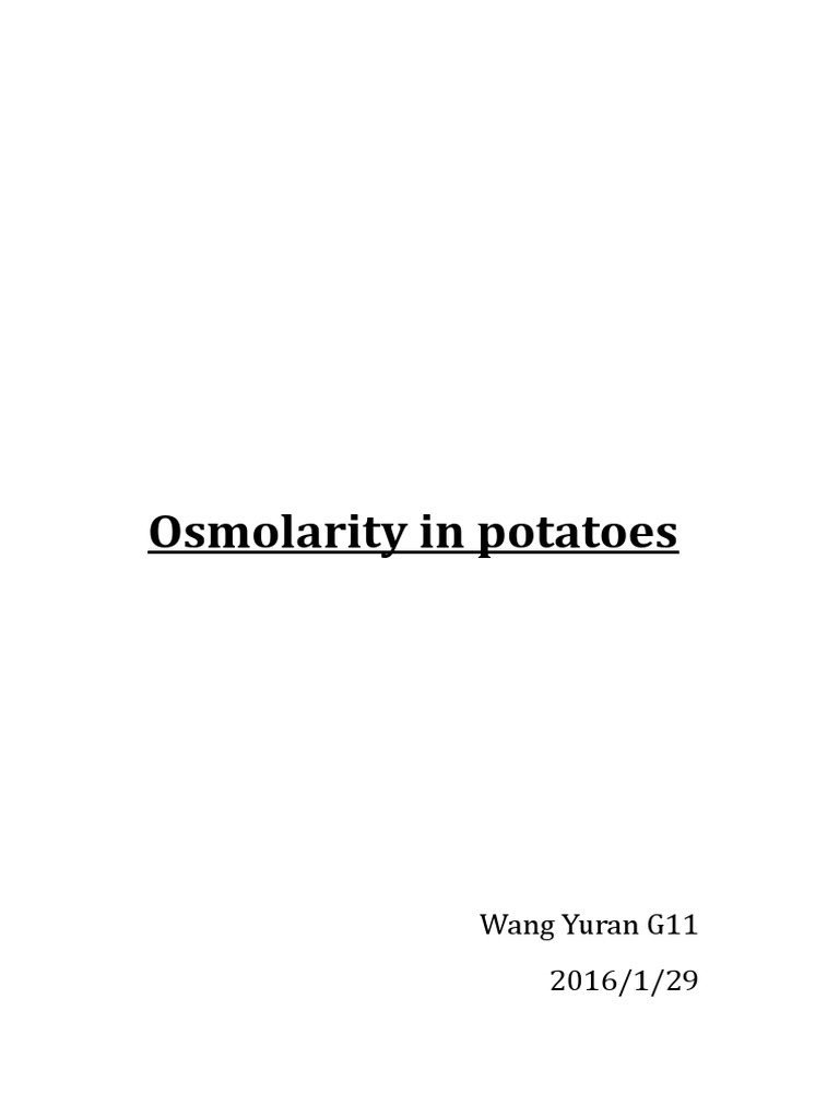 Osmolarity in Potatoes PDF Osmosis Analytical Chemistry