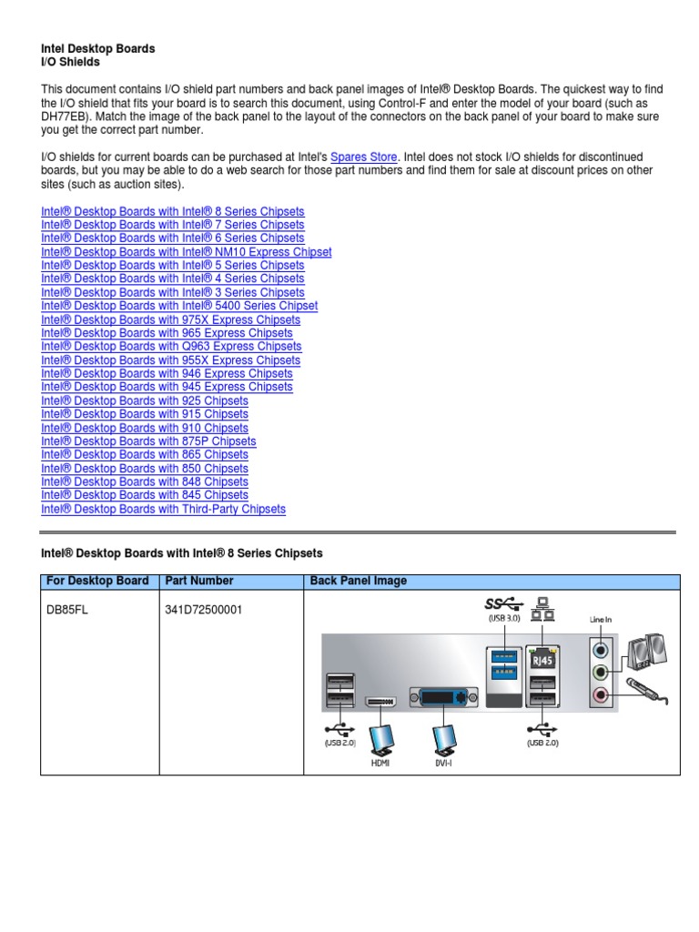 Intel Desktop Boards I/O Shields | PDF | Intel | Computer Related ...