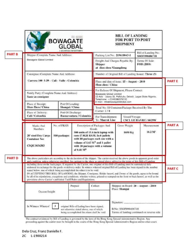 Philippine Bill of Lading Overview | PDF | Bill Of Lading | Cargo