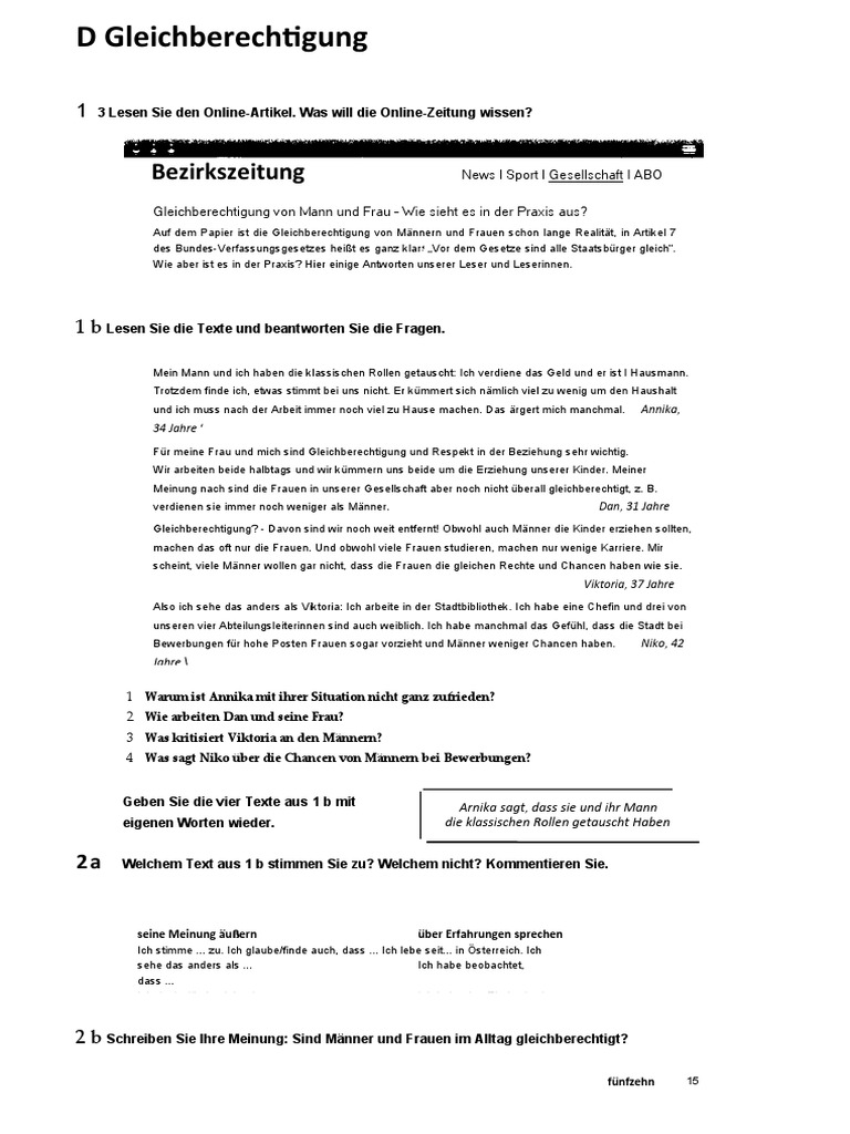 D Gleichberechtigung: Bezirkszeitung | PDF