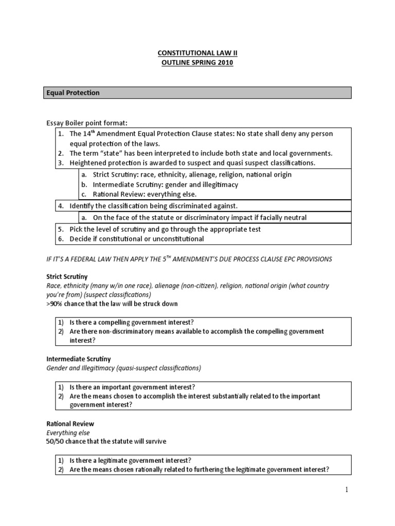 Constitutional Law Ii PDF Suspect Classification Strict Scrutiny