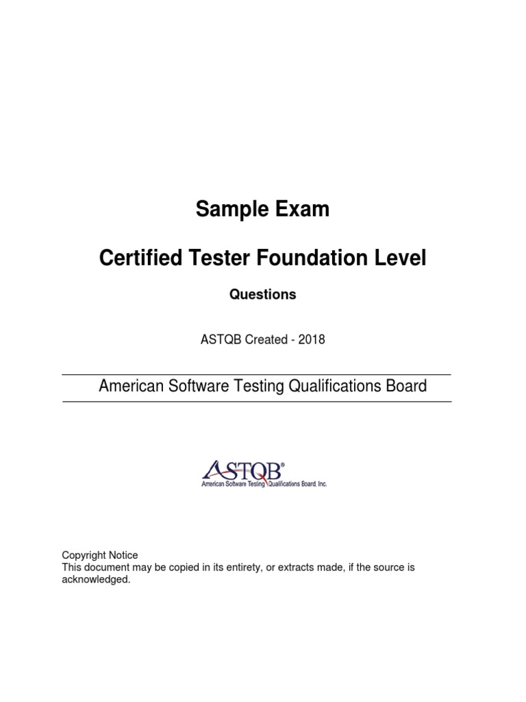 Foundation 2018 Sample Exam 2 Questions | PDF | Software Testing ...