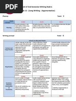 Writing Rubric g12 - Long Writing - Argumentative