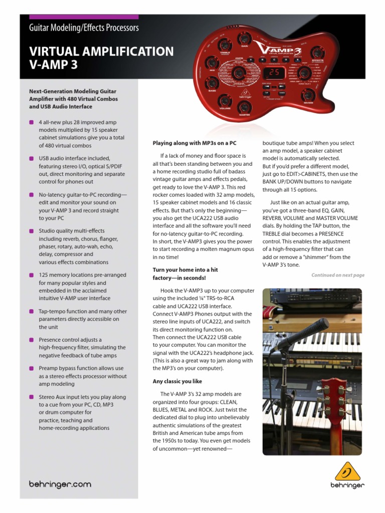 Virtual Amplification V-AMP 3 | PDF | Amplifier | Equalization (Audio)
