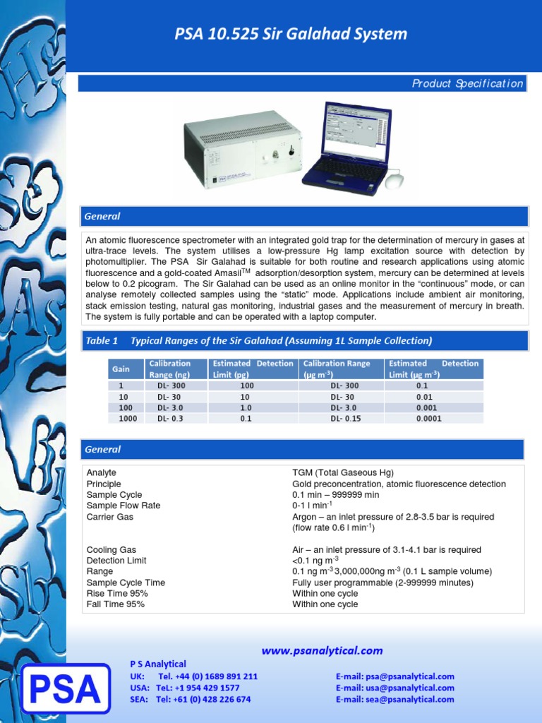 A PSA 10.525 Sir Galahad System en PDF Mercury (Element) Gases