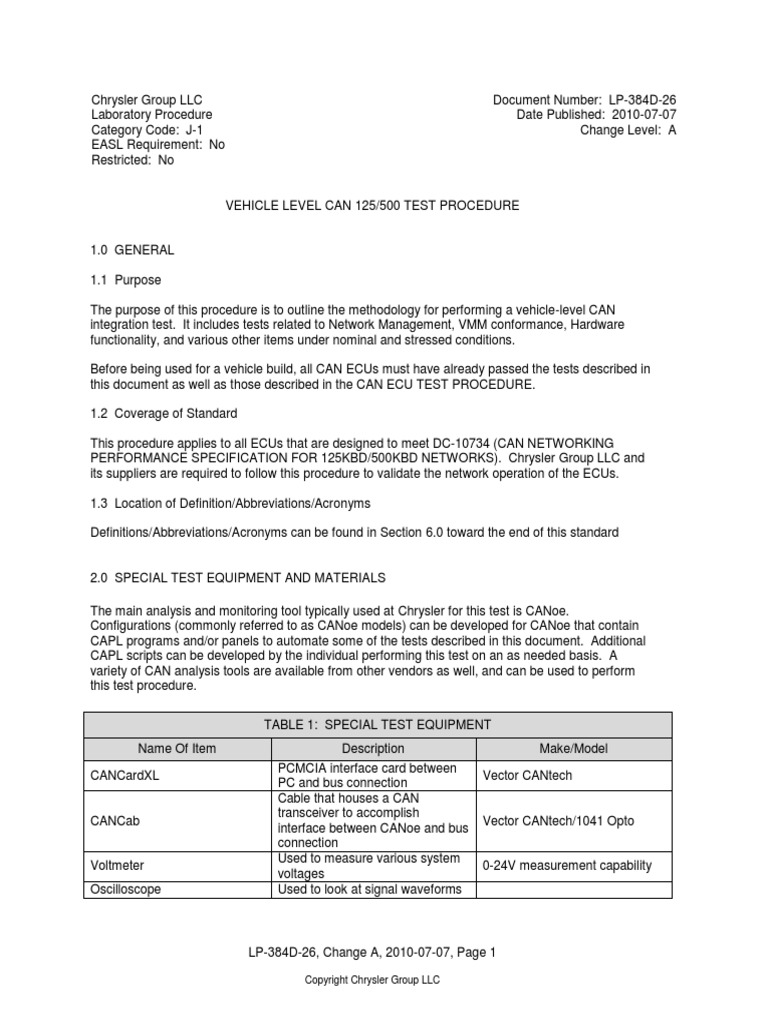 lp384d26 125&500 Vehicle Test Procedure | PDF | Computer Engineering ...