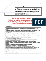 Cuadros de Sintomas Características de La Materia Medica Homeopatica .