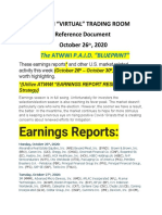 Earnings Reports:: Atwwi "Virtual" Trading Room Reference Document October 26, 2020