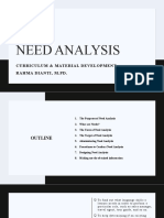 Need Analysis: Curriculum & Material Development Rahma Dianti, M.PD