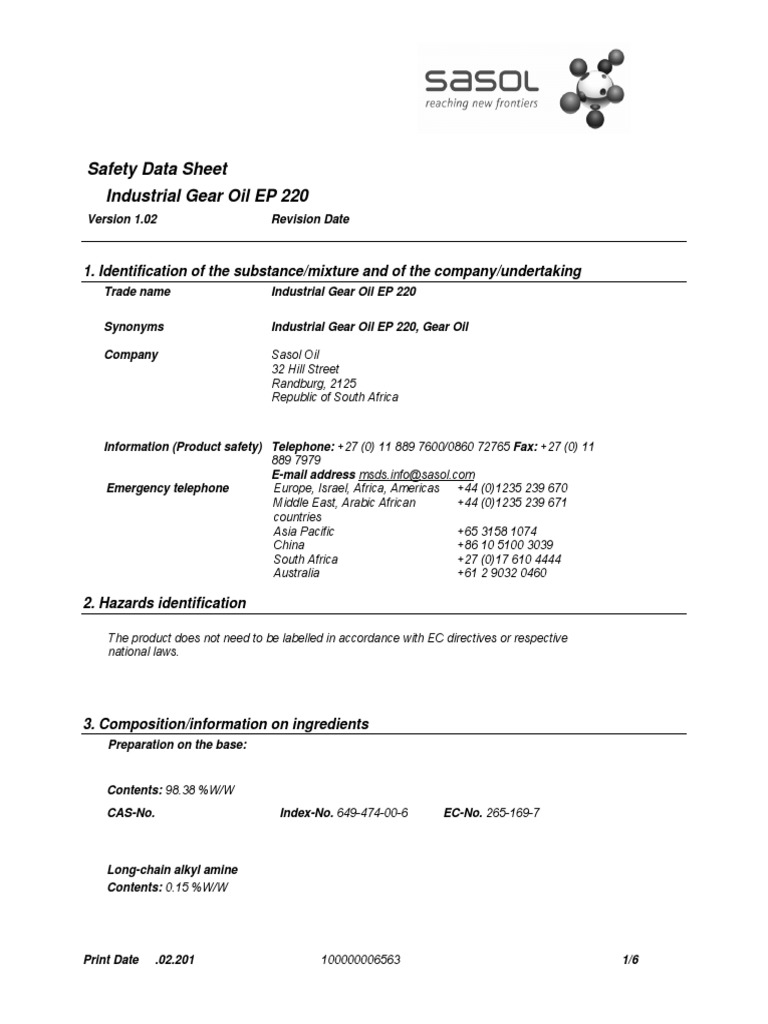 9602e1e7E733 ZA Industrial Gear Oil EP 220 ENZA PDF