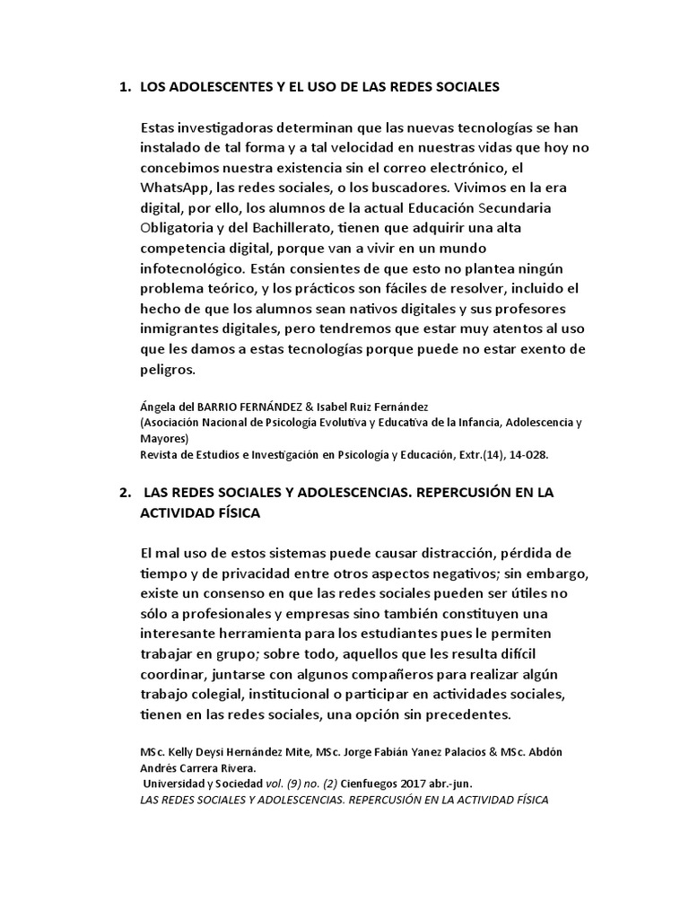 Los Adolescentes y El Uso de Las Redes Sociales | PDF | Red social ...