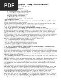 History Ch.8 Women, Caste & Reform QA