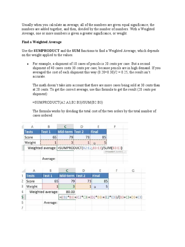 Calculating Weighted Average SMV | PDF | Finance & Money Management ...