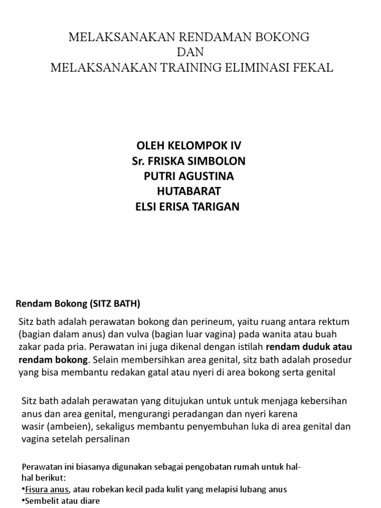 SITZ BATH & TRAINING ELIMINASI FEKAL KLP IV PDF