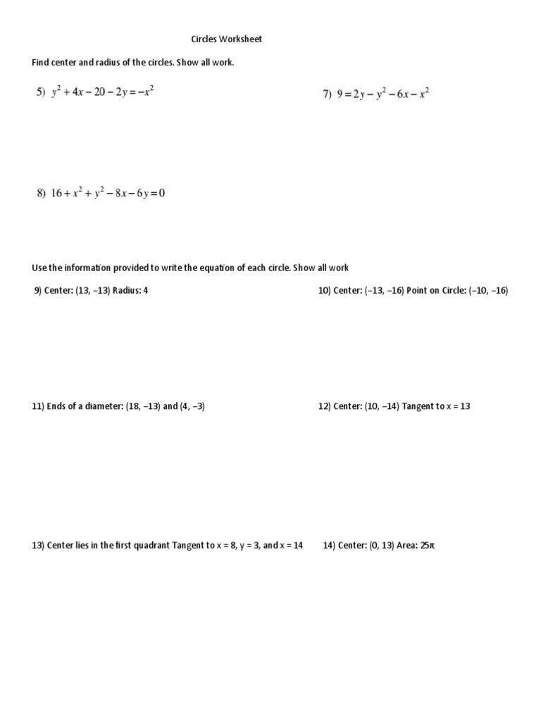Circles Worksheet | PDF