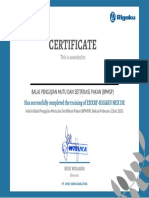 Certificate: Has Successfully Completed The Training of EDXRF-RIGAKU NEX DE
