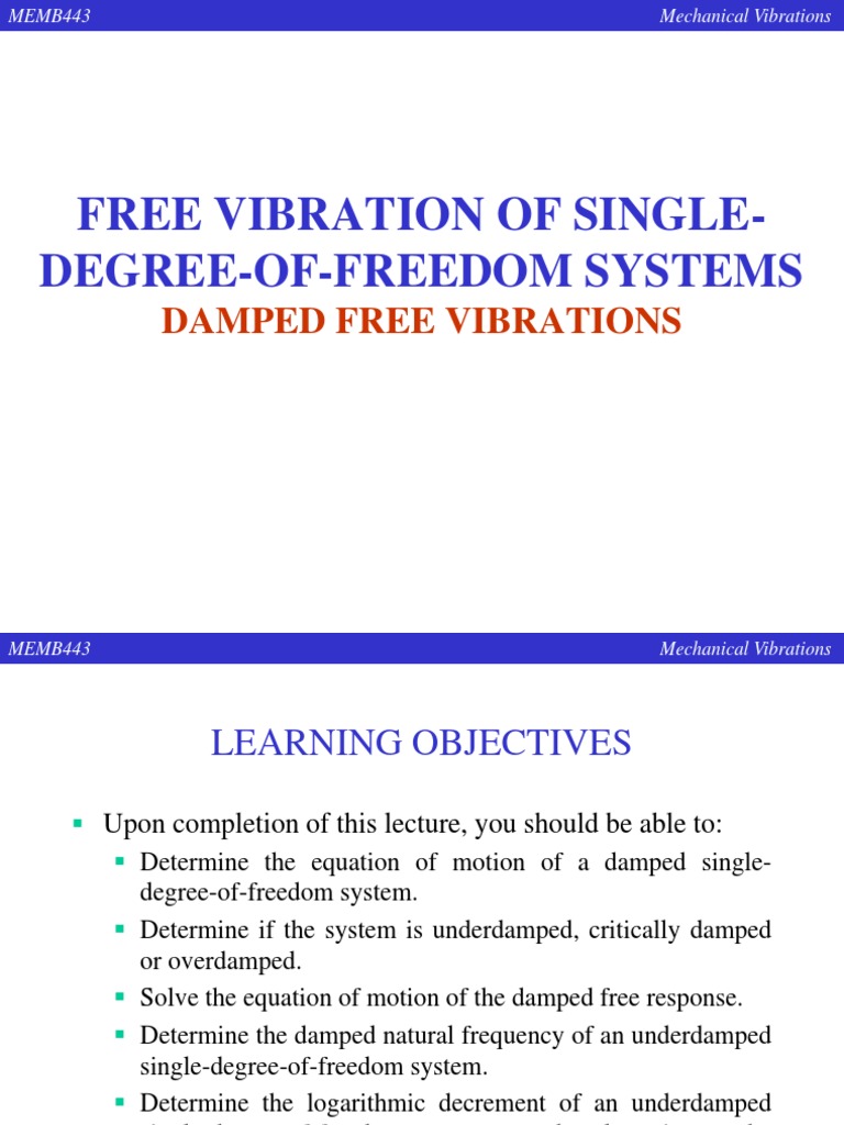 Analysis of Damped Free Vibrations in Single-Degree-of-Freedom ...