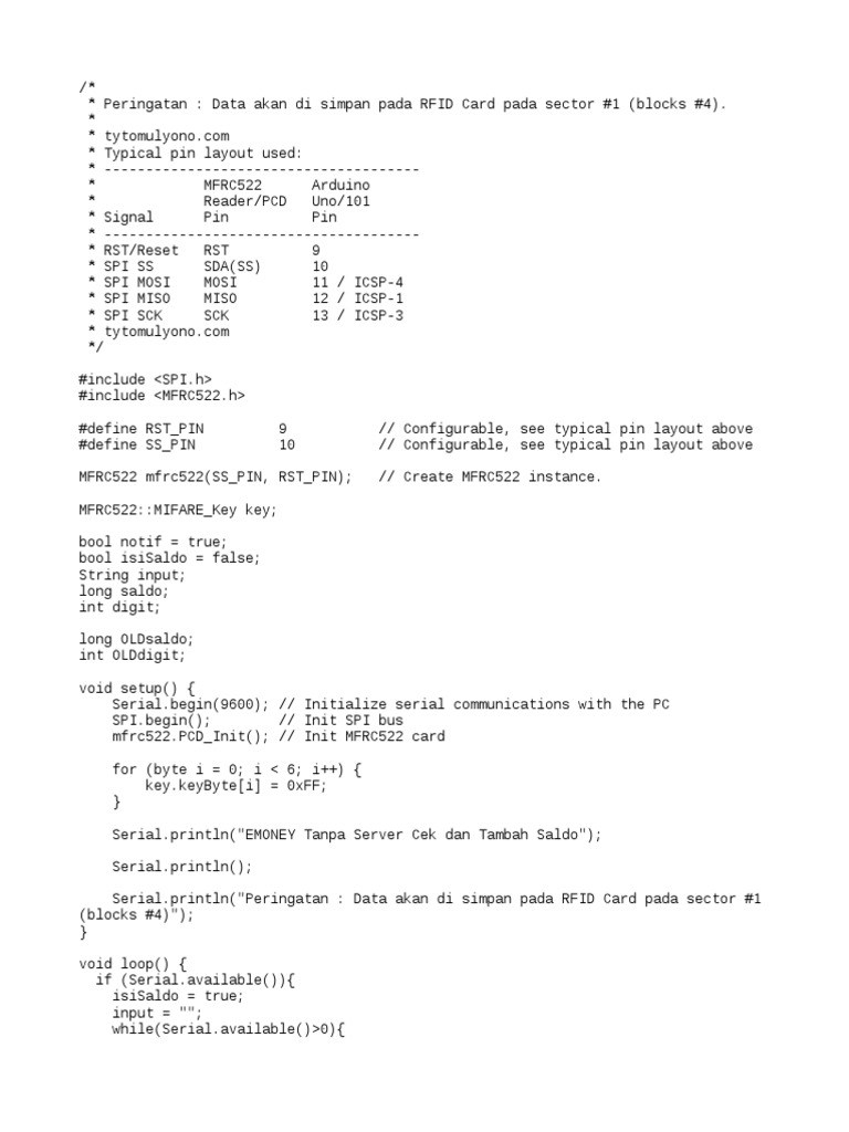 RFID Card Balance Management Code | PDF | Computer Data | Computer ...