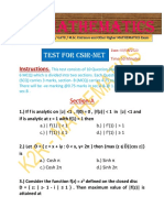 k2r-MATHEMATICS Test for CSIR-NET