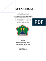 Sampul Daftar Nilai Semester Genap