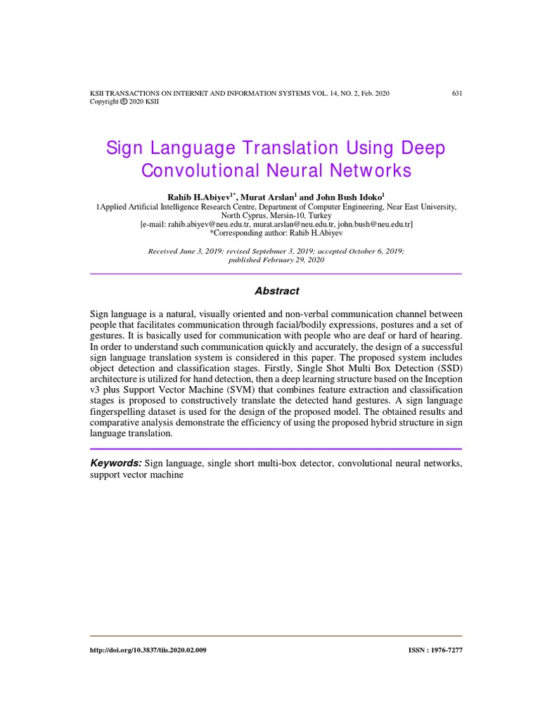 Sign Language Translation | PDF | Support Vector Machine | Deep Learning