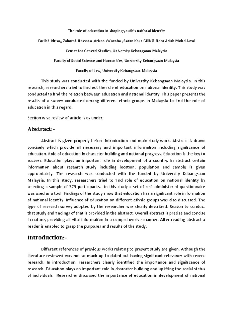 Education's Role in National Identity | PDF | Identity (Social Science ...