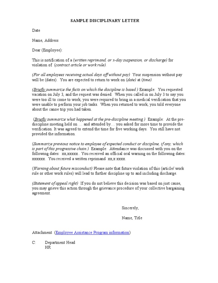 Employee Disciplinary Notice Template | PDF | Law