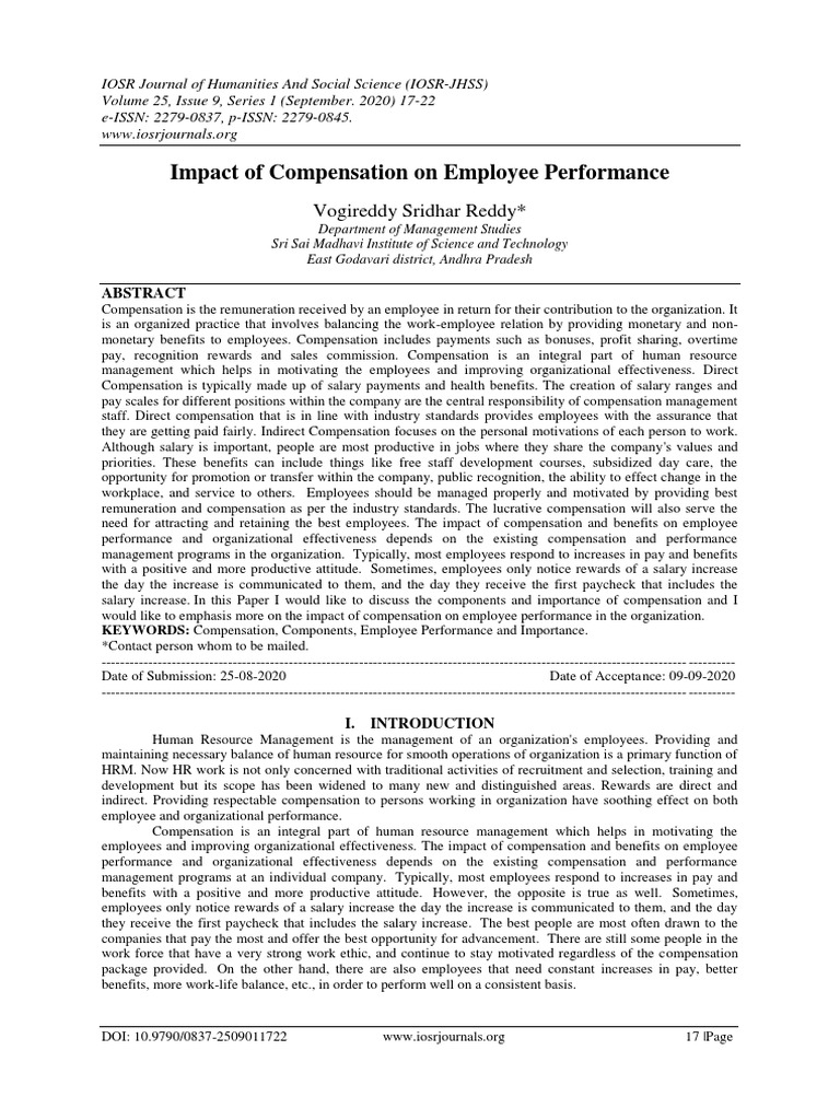 Compensation's Impact on Employee Performance | PDF | Compensation And ...