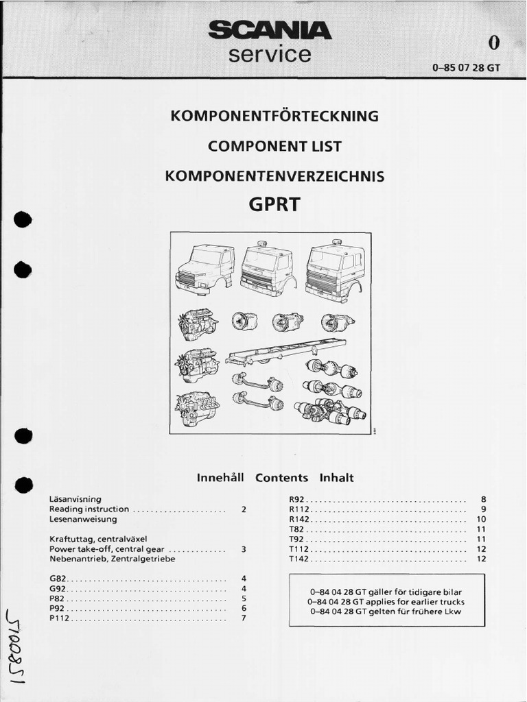 00-85 07 28 Component List GPRT | PDF