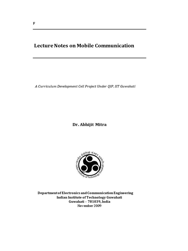 Lecture Notes On Mobile Communication A Curriculum Development Cell