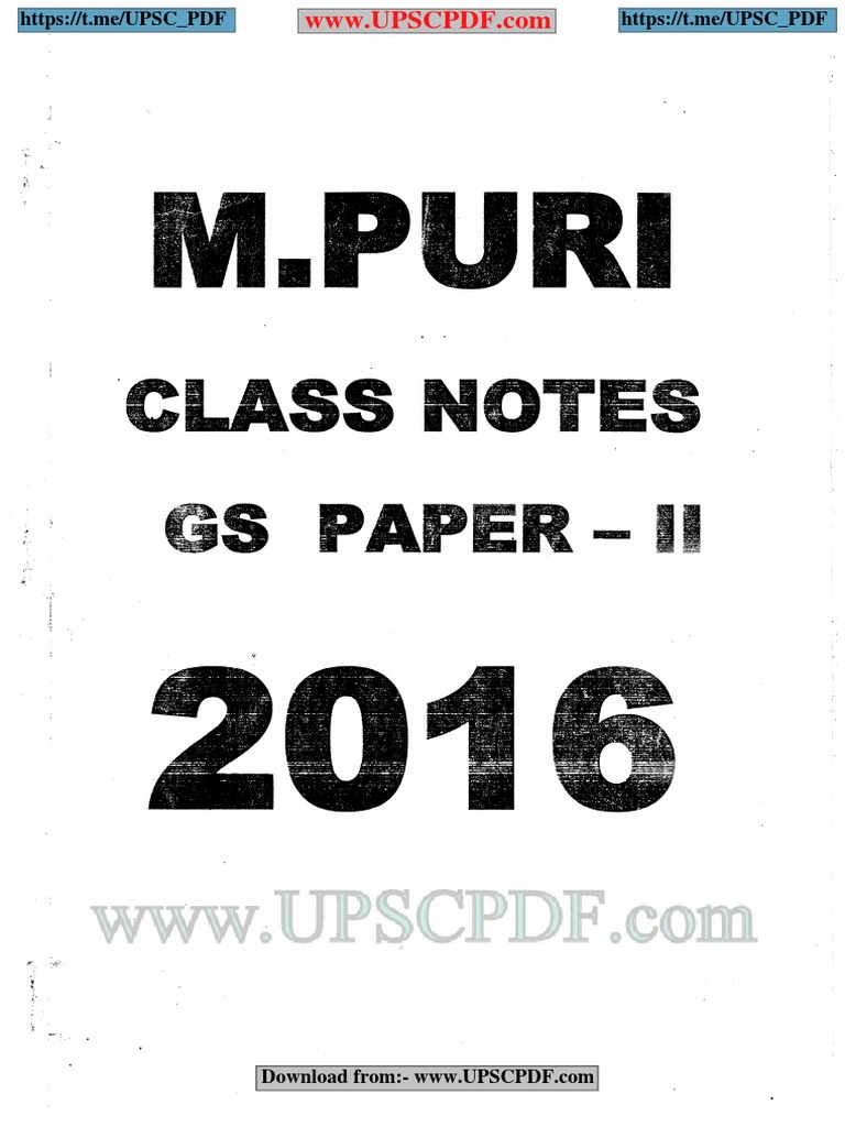 M. Puri GS 2 Notes (WWW - upscPDF.com) | PDF