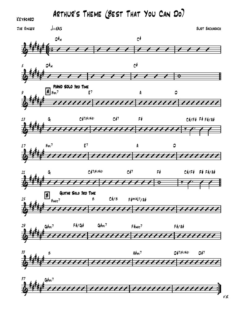 Arthur's Theme (Best That You Can Do) : Keyboard | PDF | Keyboard ...