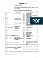 Experiment - 1: Table 1: Types of Lines Used in Engineering Drawings